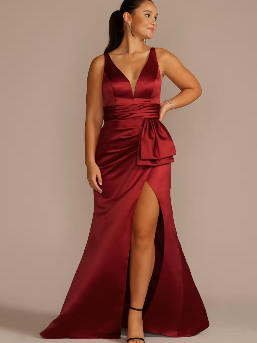 satin tank sheath dress with slit